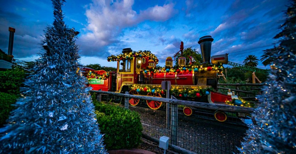 The Holly Jolly Express train ride around Busch Gardens Tampa Bay,