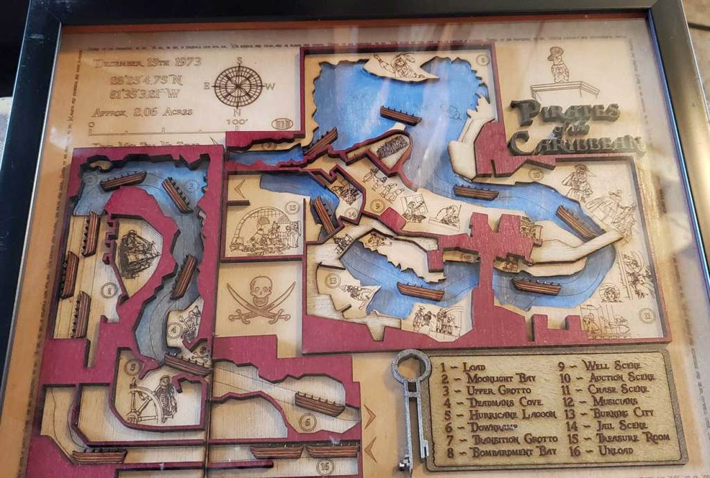 3D Wooden Laser Cut theme park maps – Pirates of the Caribbean creation on Etsy.