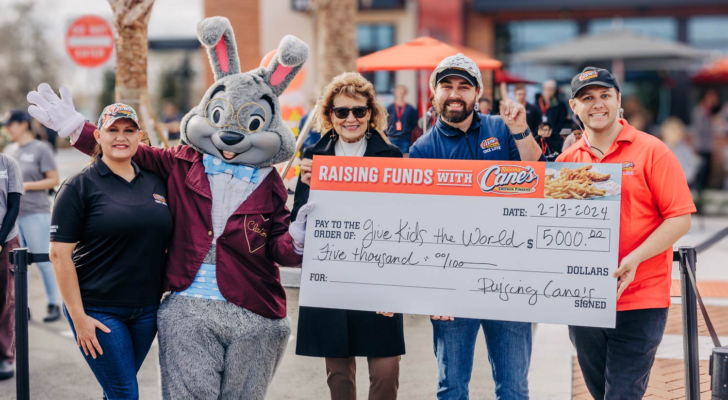 Give Kids The World donation as part of the Raising Cane's grand opening. 