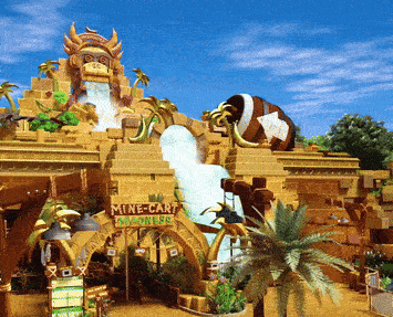 Moving GIF of Donkey Kong roller coaster.