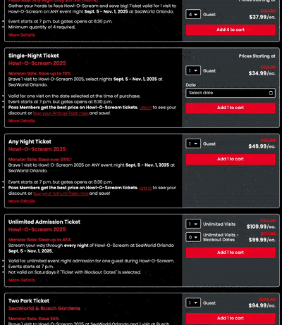Howl-O-Scream Orlando tickets