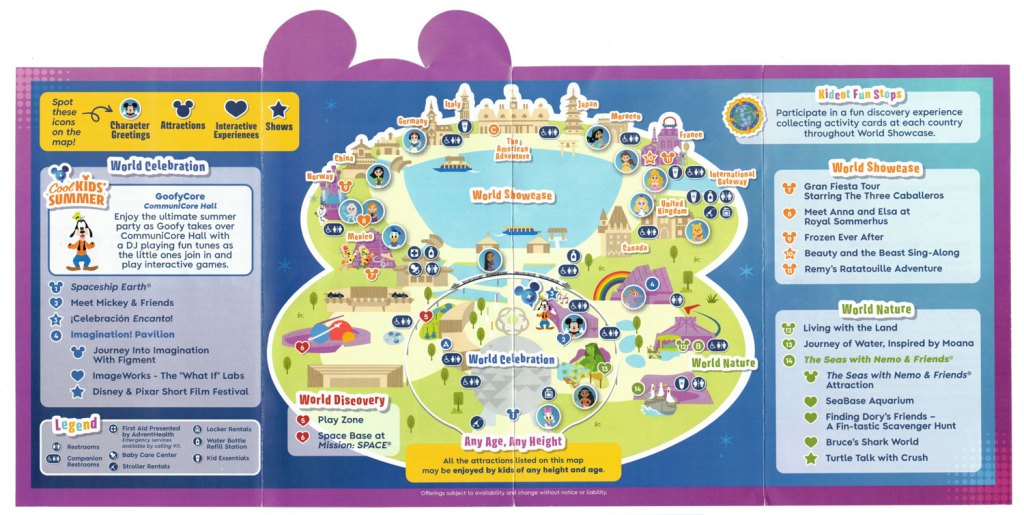 EPCOT, Cool Kids Summer map